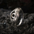 Dharma Deer Dzi Ring Sterling Silver Adjustable Tibetan Statement Ring