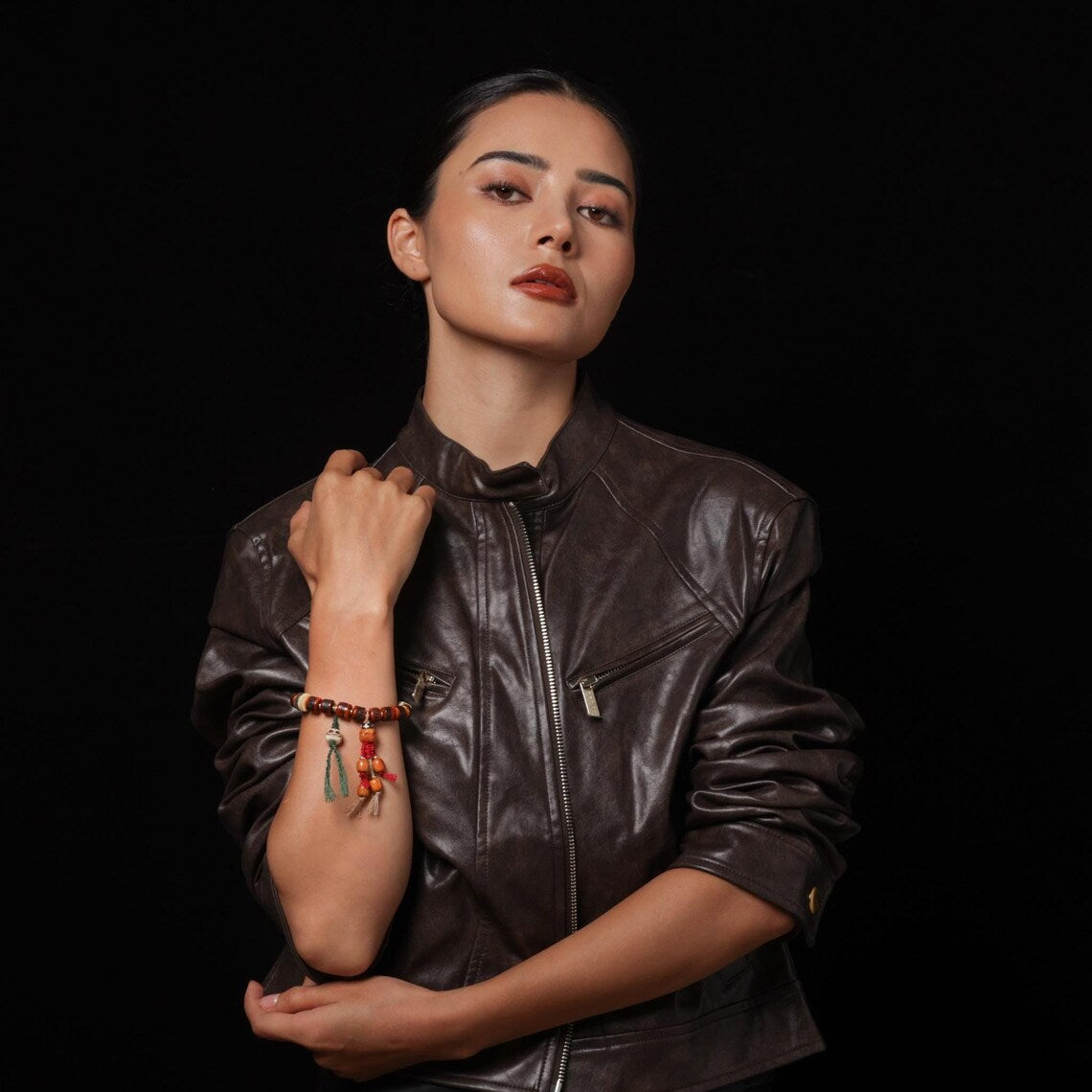 Dharma Deer Tibetan Red Yak Bone Bracelet with Skull Charm