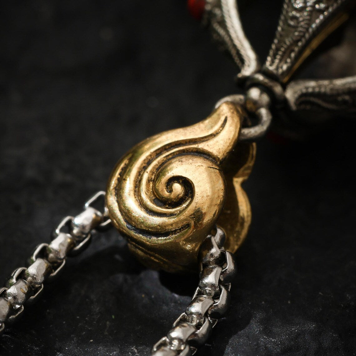 Dharma Deer Cross Vajra Pendant Tibetan Amulet