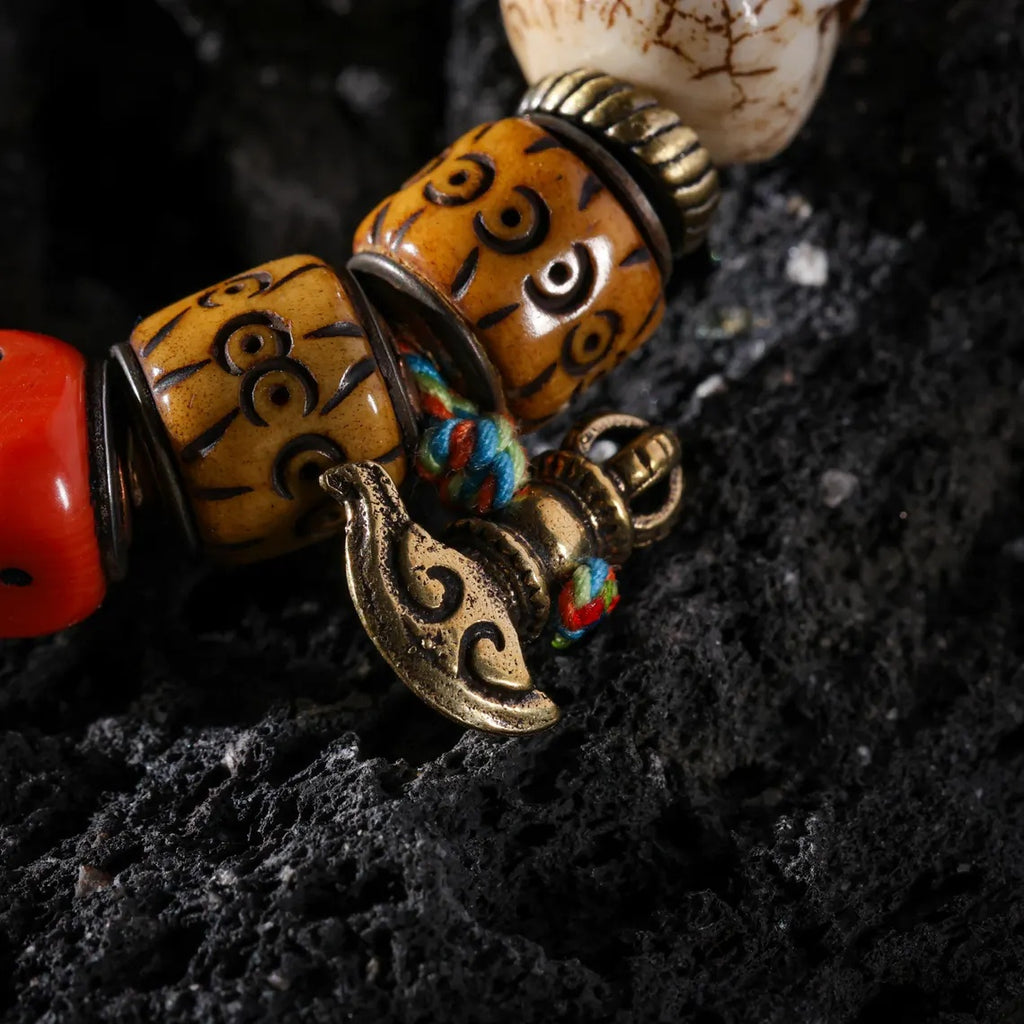Dharma Deer Bone Skull Bracelet Tibetan Protection Talisman