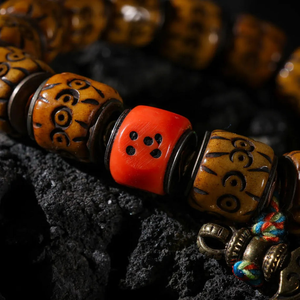 Dharma Deer Bone Skull Bracelet Tibetan Protection Talisman