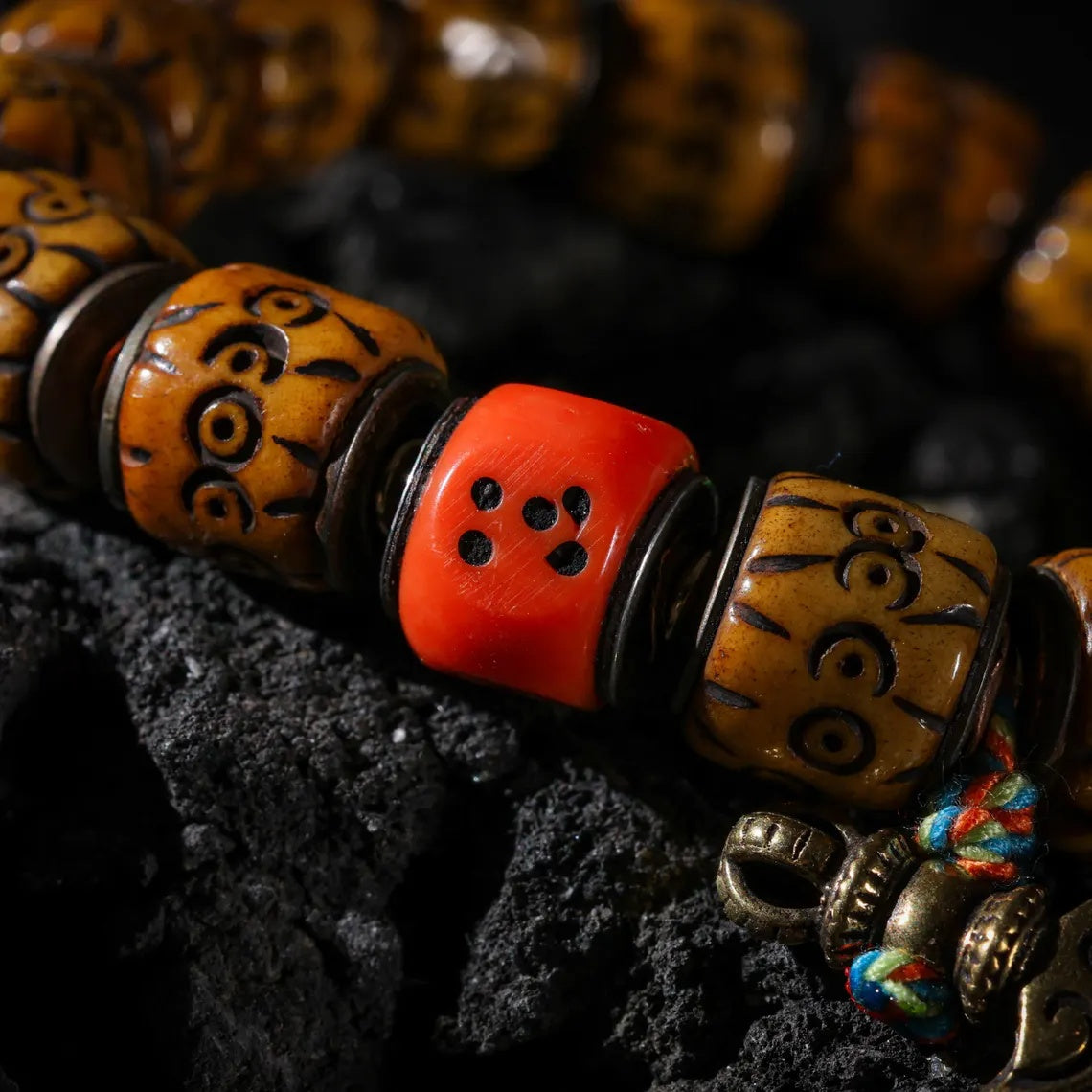 Dharma Deer Bone Skull Bracelet Tibetan Protection Talisman