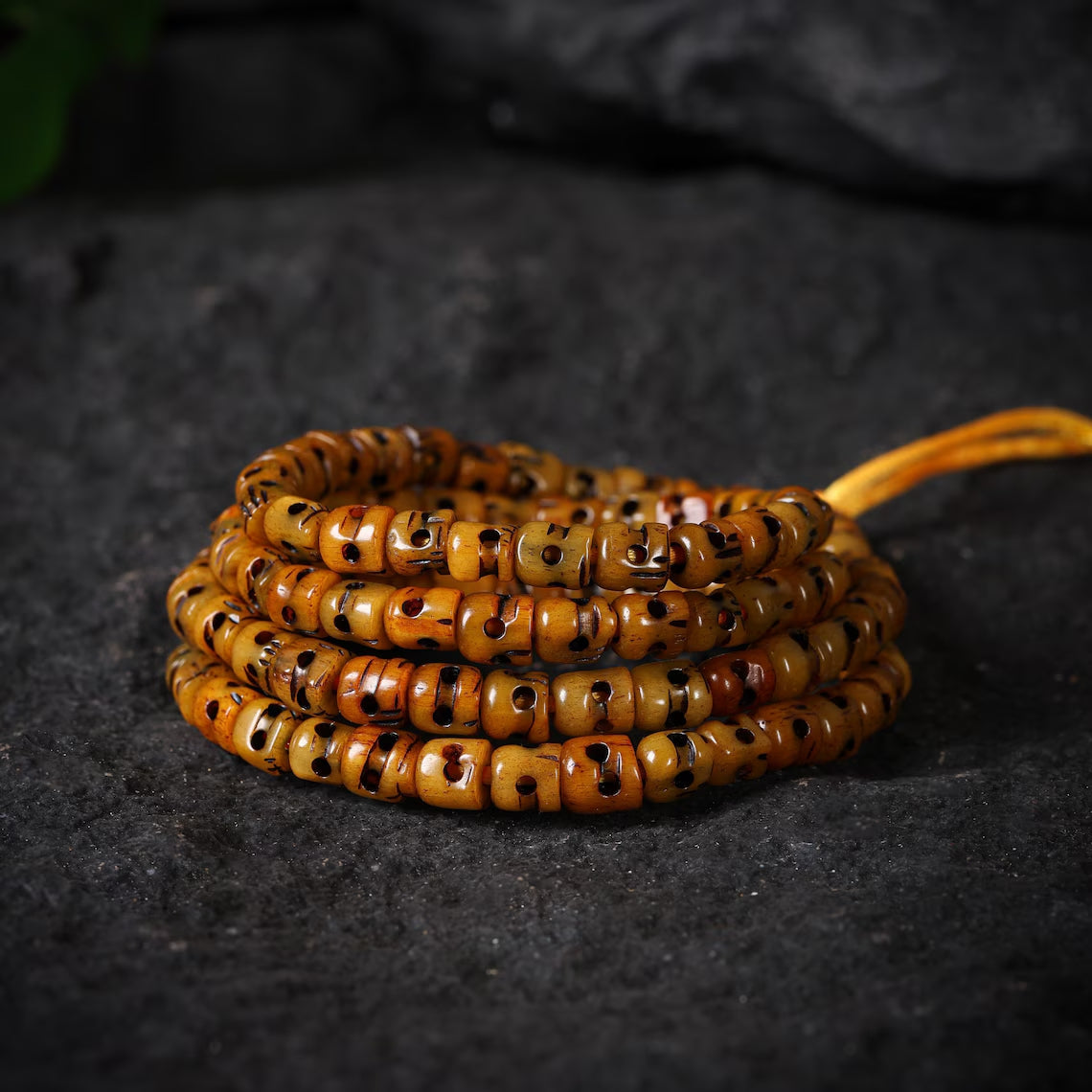 Dharma Deer Bone Skull Necklace 108 Beads