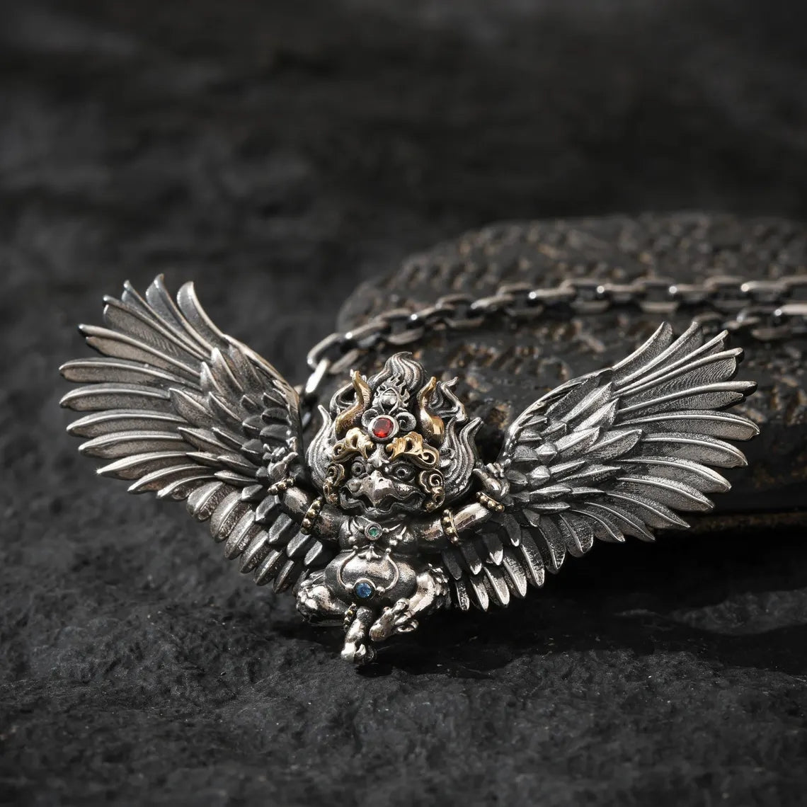 Dharma Deer Tibetan Garuda Amulet Necklace