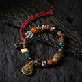 Dharma Deer Yak Bone Bracelet Tibetan Amulet Smiling Fool