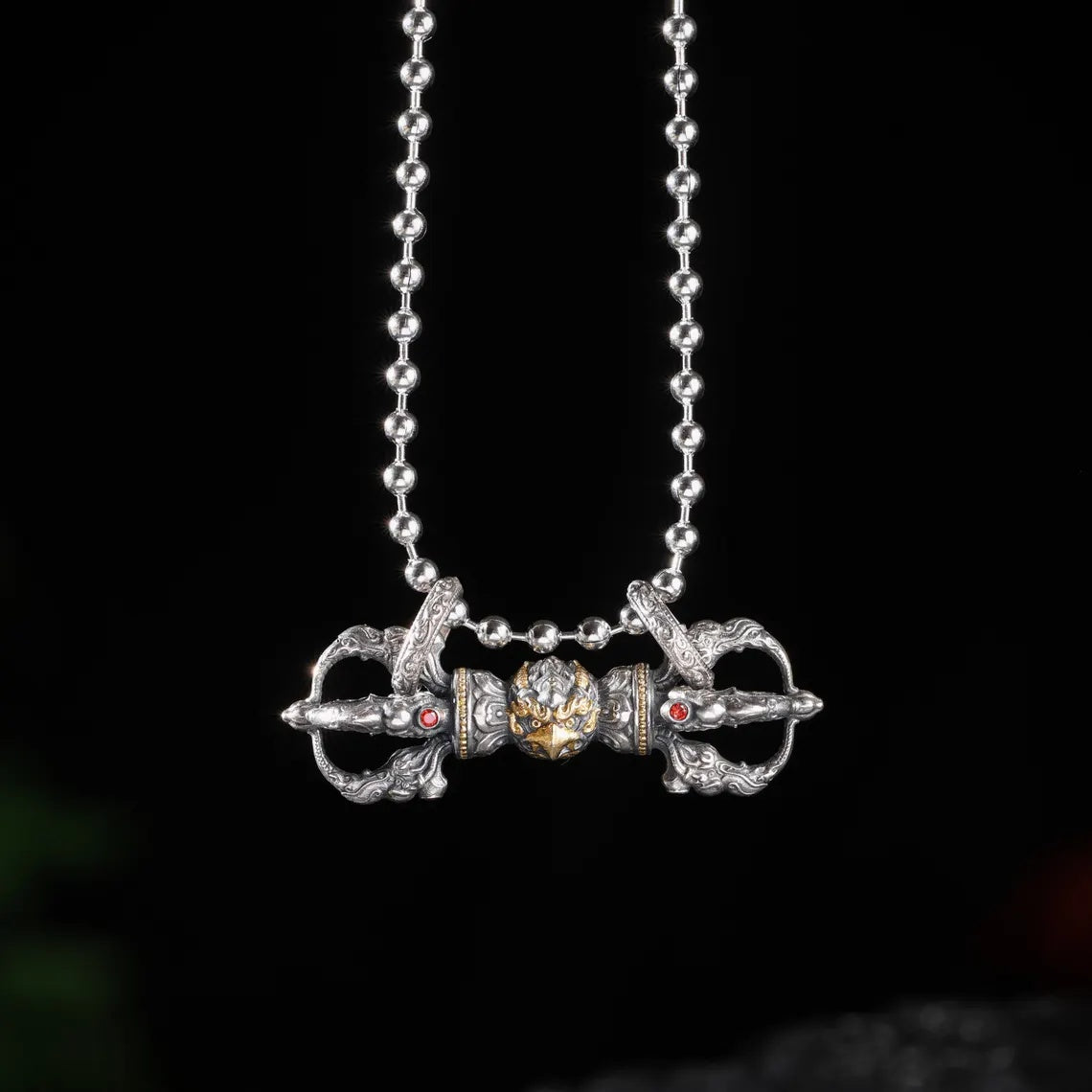 Dharma Deer Five-Pronged Vajra Pendant 24K Gold Vermeil