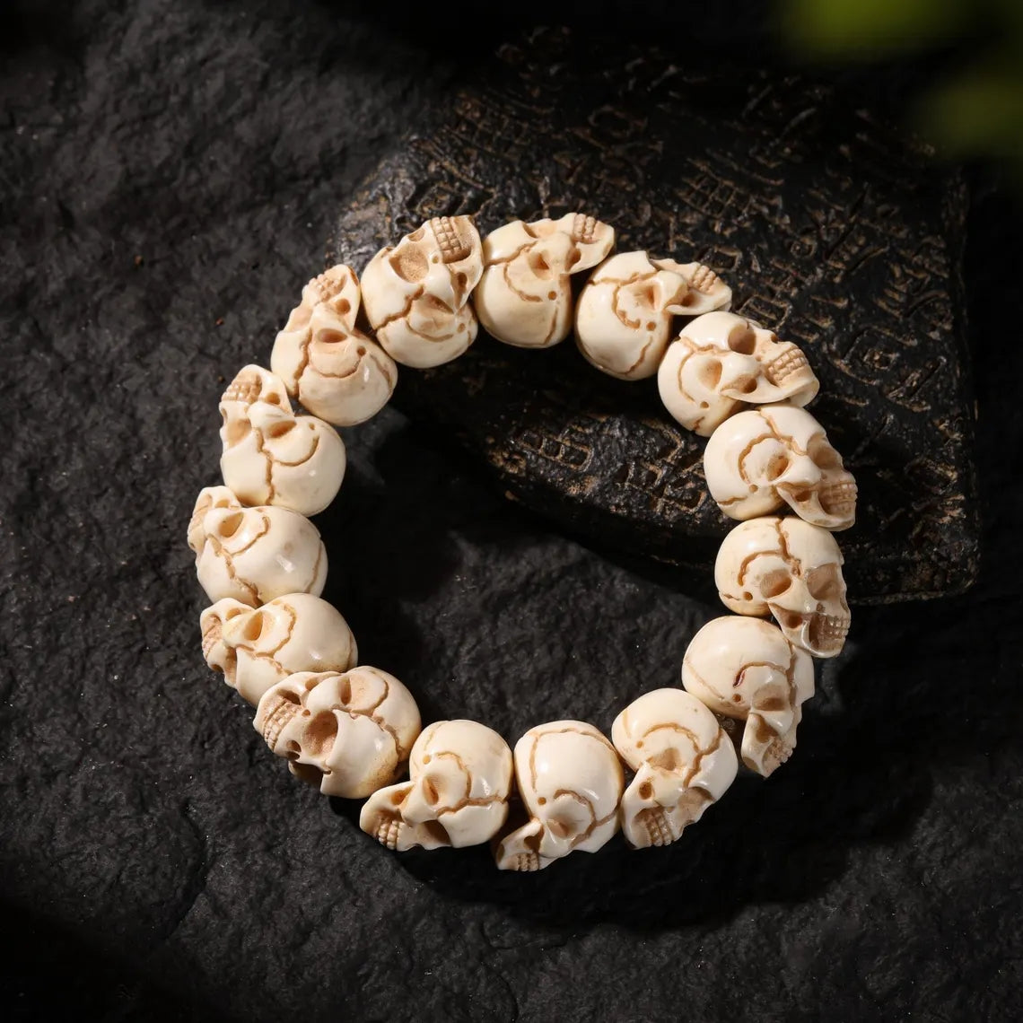 Dharma Deer Bone Skull Bracelet Protection Amulet
