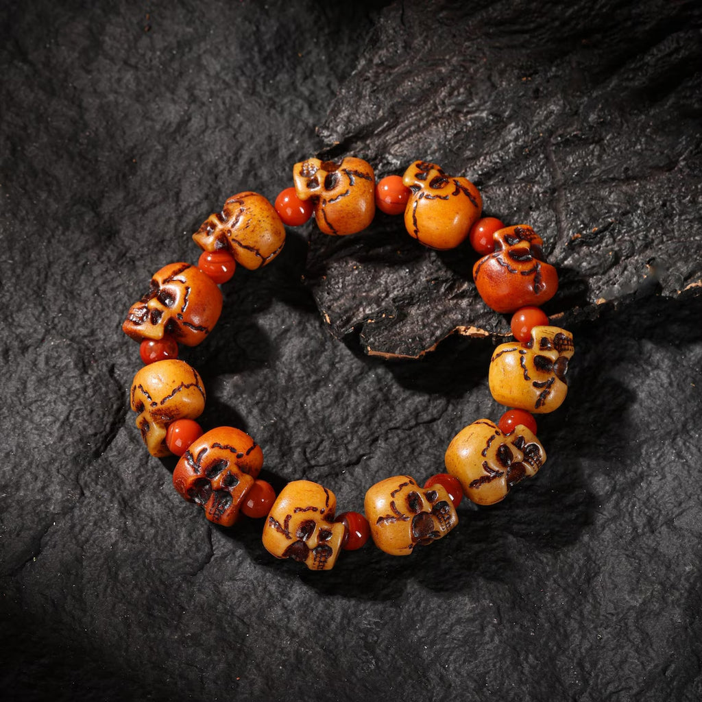 Dharma Deer Bone Skull Bracelet Protection Amulet