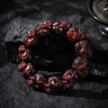Dharma Deer Red Skull Yak Bone Bracelet Hand-Carved Oversized Beads 20mm