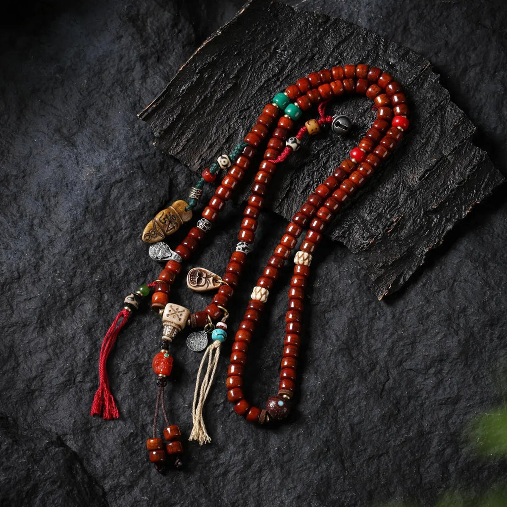 Dharma Deer Bone Necklace 108 Mala Beads