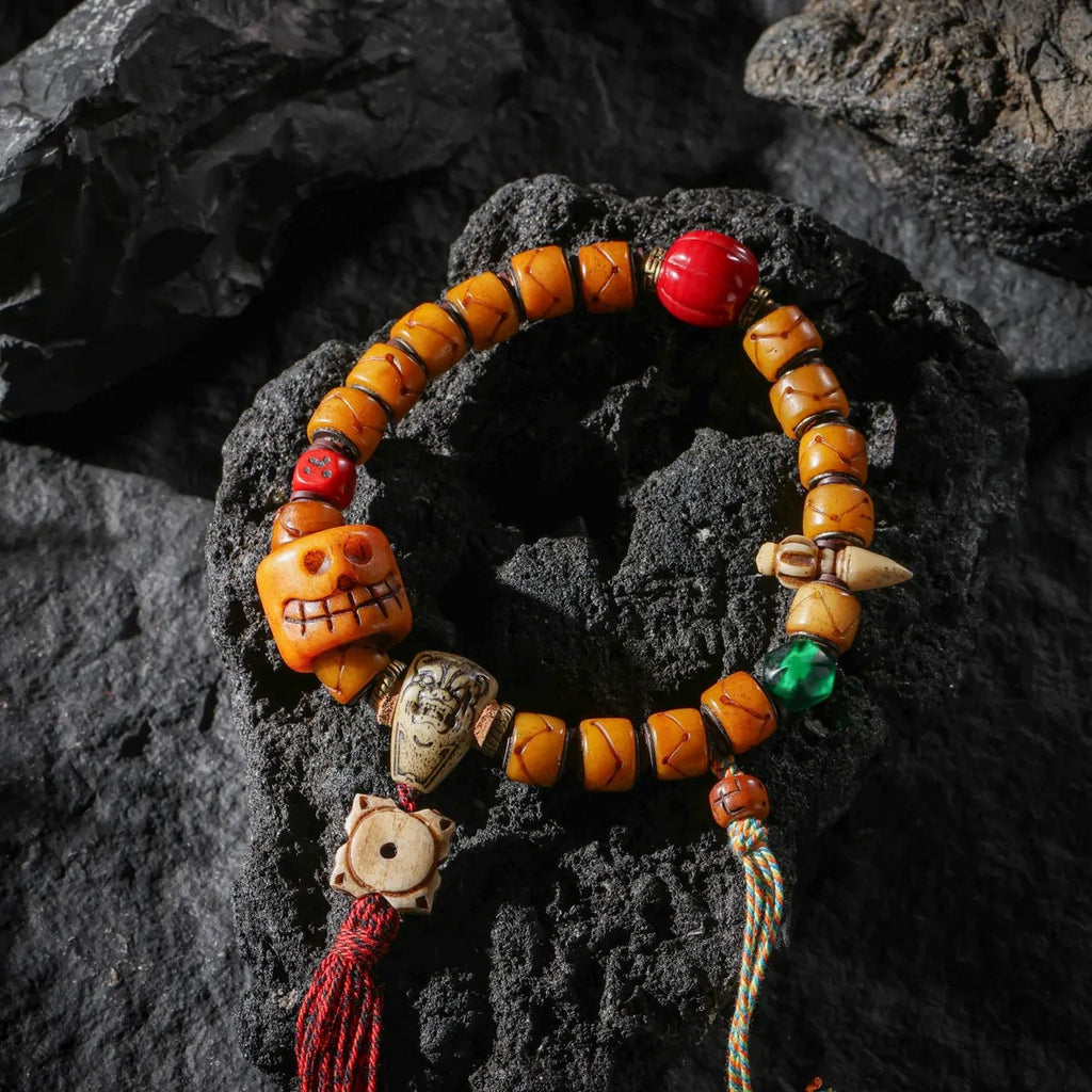 Dharma Deer Yak Bone Bracelet Tibetan Protection Talisman
