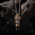 Dharma Deer Tibetan Skull Skeleton Pendant Necklace, Articulated Charm, Movable Joints