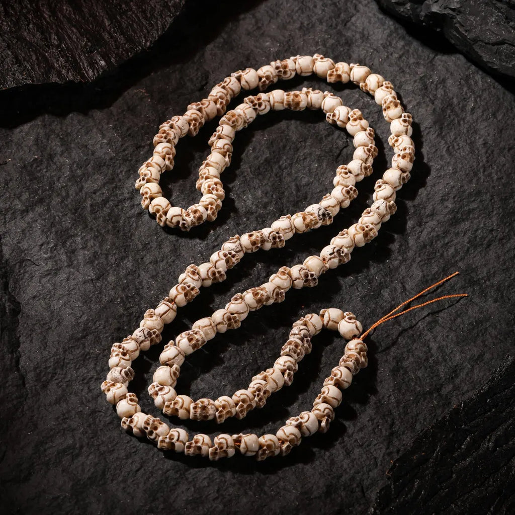 Dharma Deer Bone Skull Necklace 108 Beads
