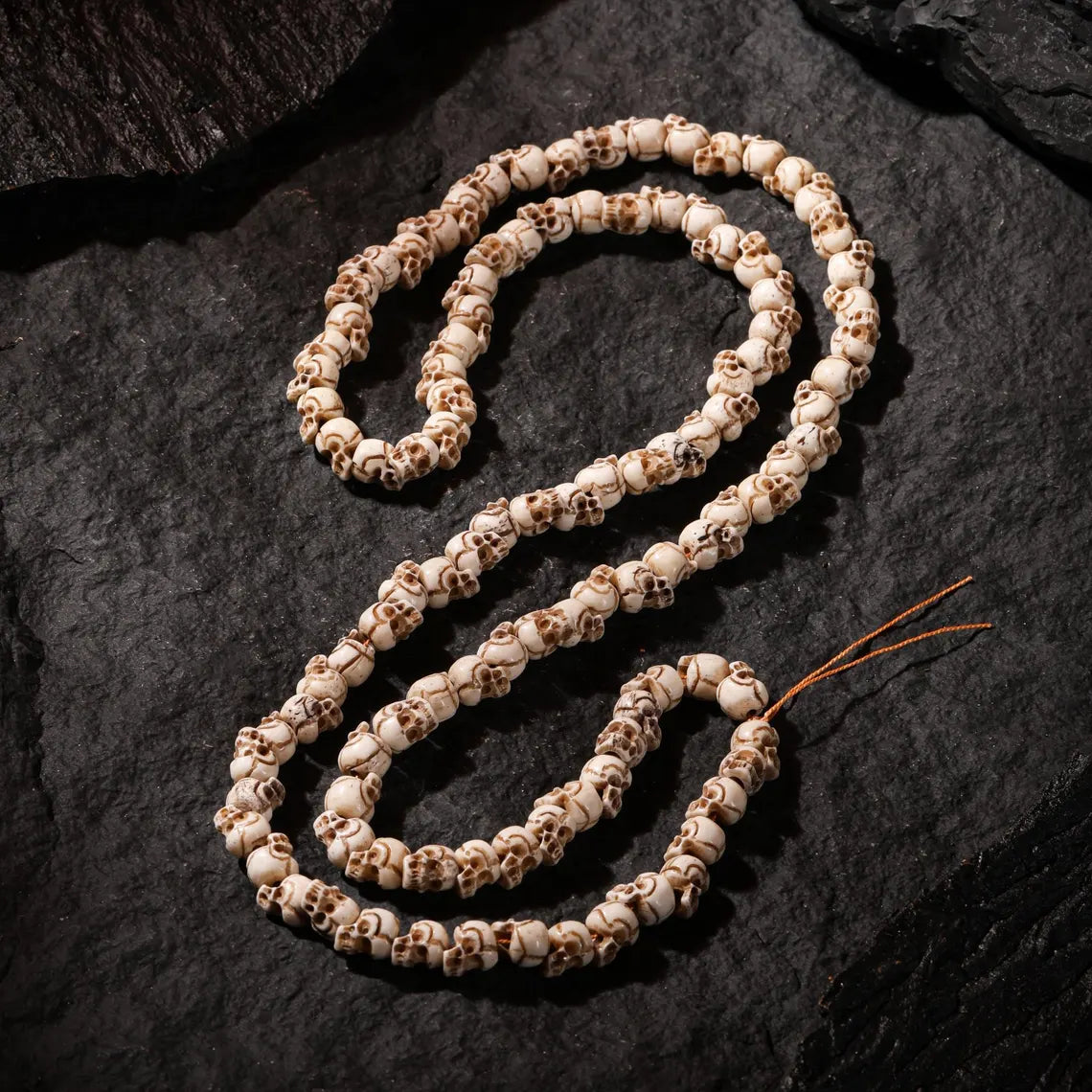 Dharma Deer Bone Skull Necklace 108 Beads