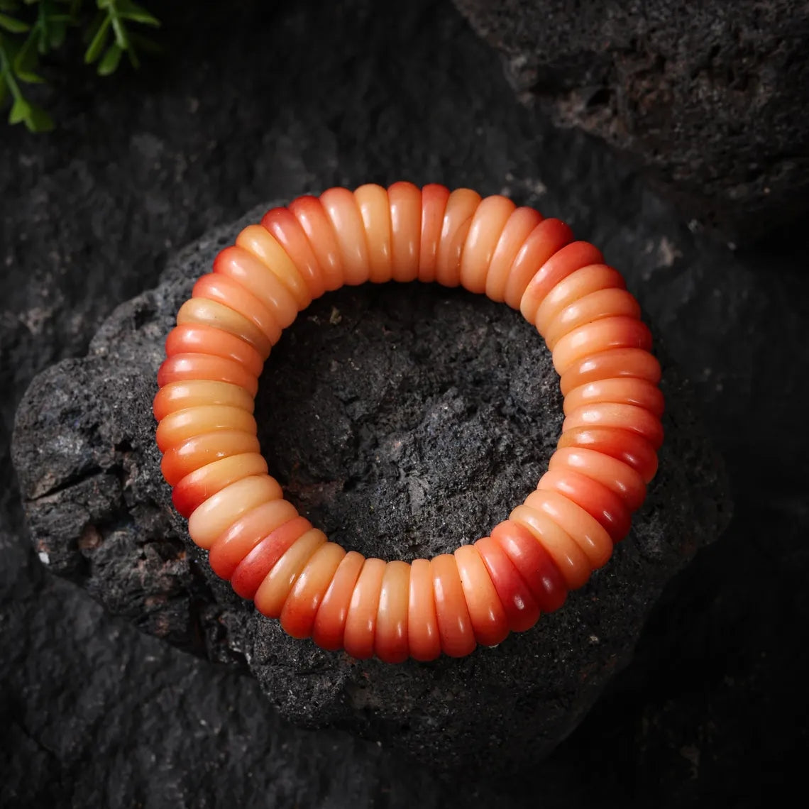 Dharma Deer Yak Bone Disc Bracelet Tibetan Mala