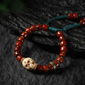 Dharma Deer Yak Bone Carved Skull Bracelet Amulet
