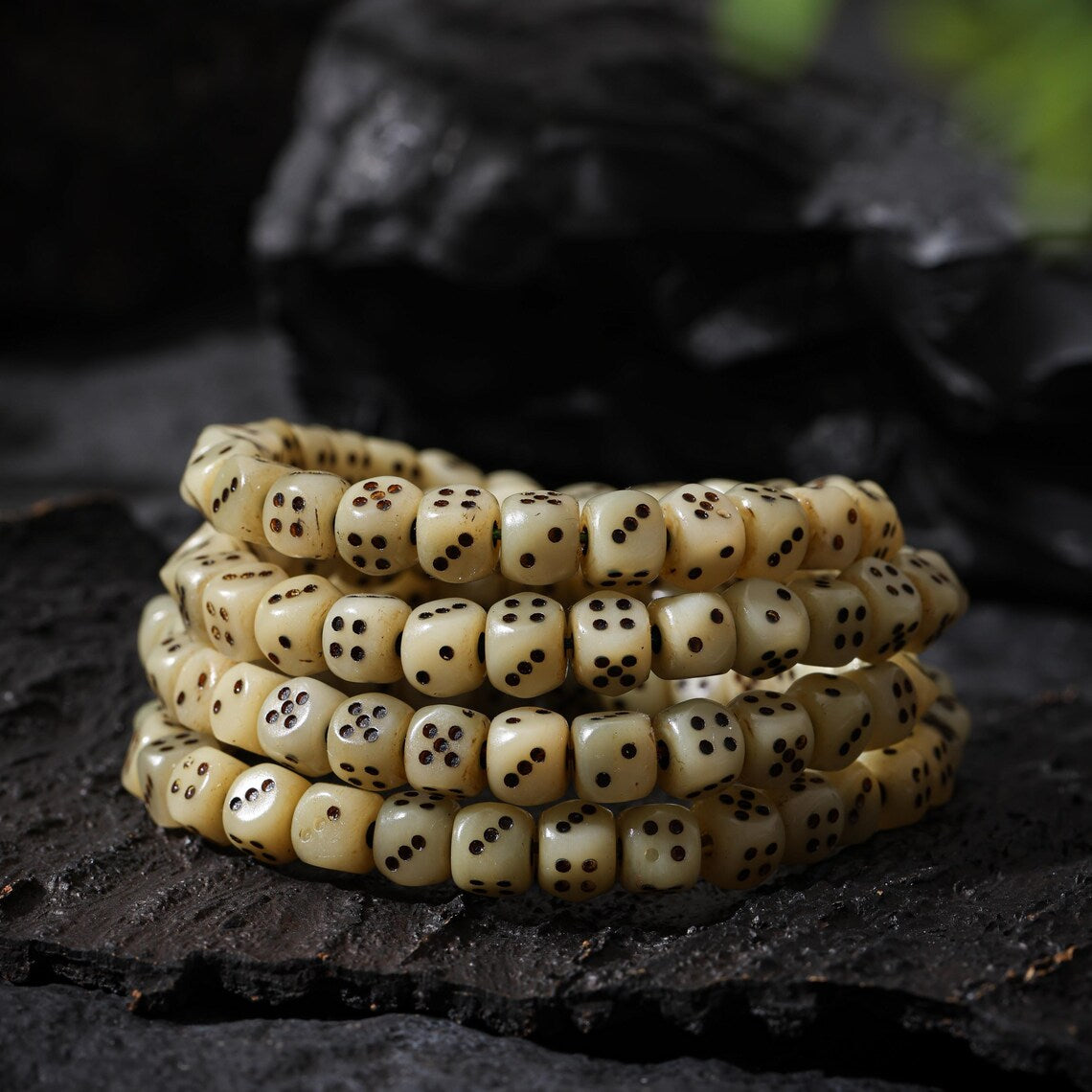 Dharma Deer Tibetan Bone Mala Necklace 108 Prayer Beads