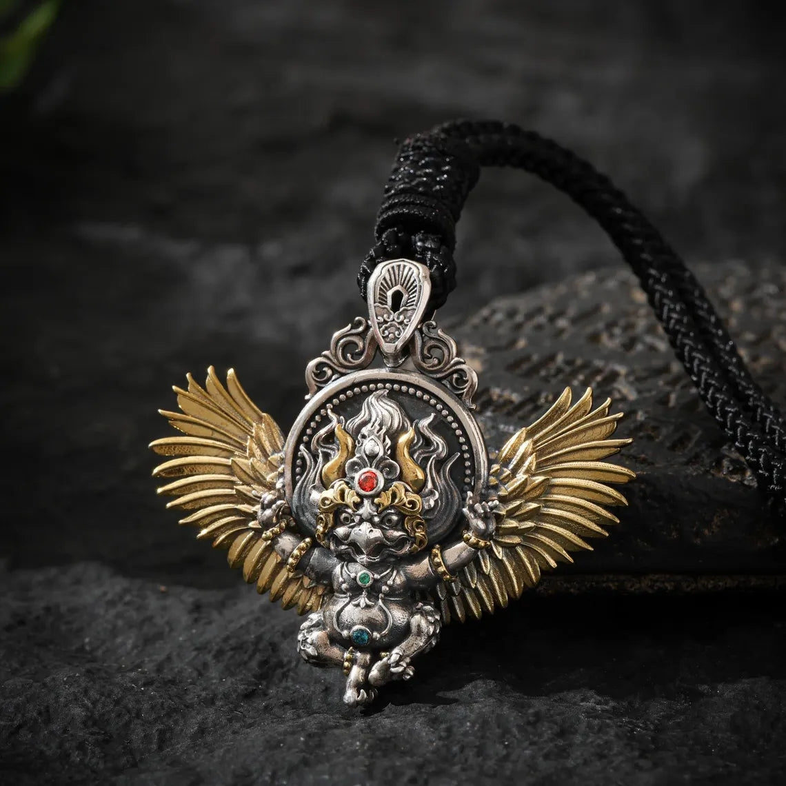 Dharma Deer Tibetan Garuda Amulet Necklace
