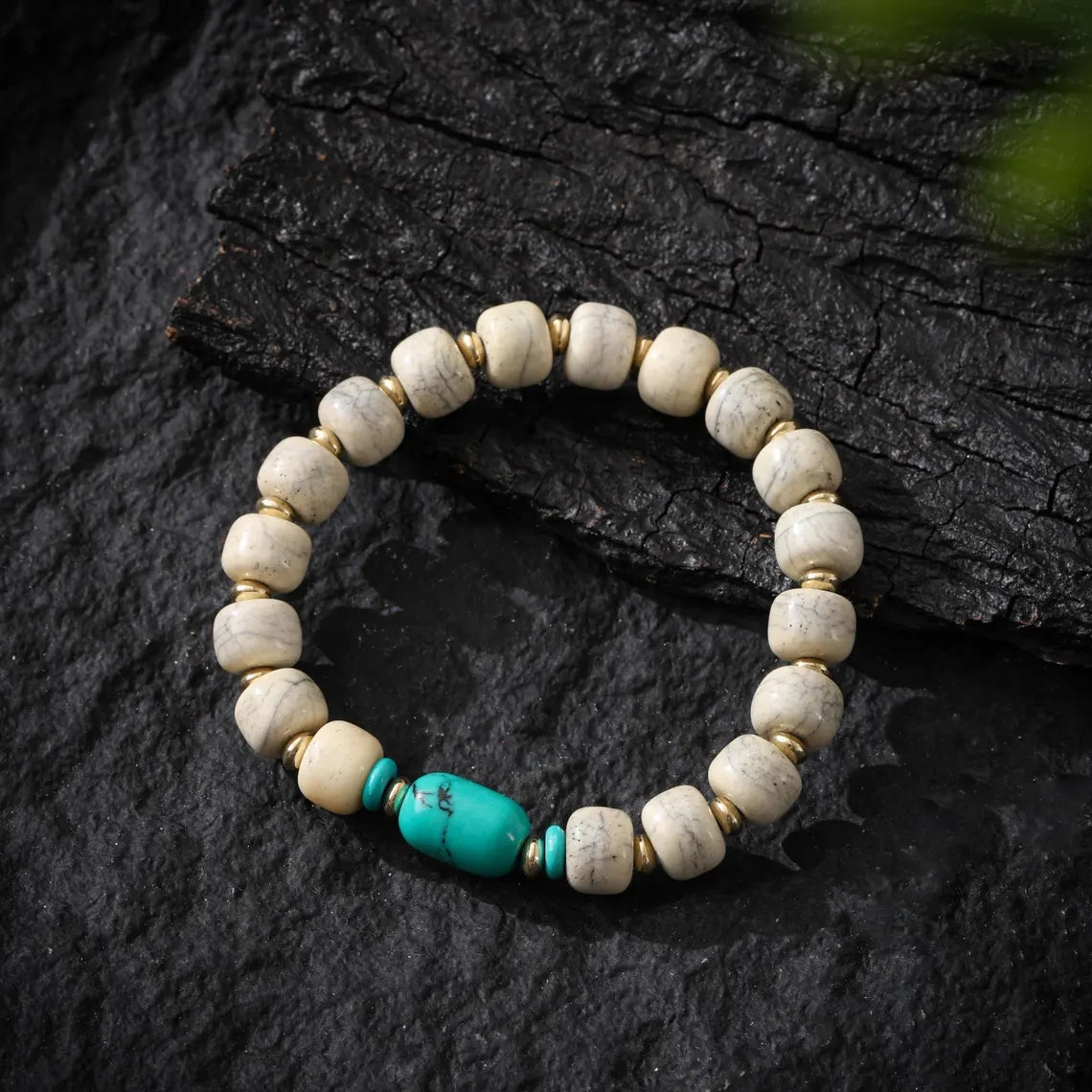 Dharma Deer Bone Bracelet Turquoise Jewelry