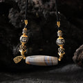 Dharma Deer Blue Agate Dzi Pendant Necklace, Om Mani Padme Hum, Garuda, Zaki Charms