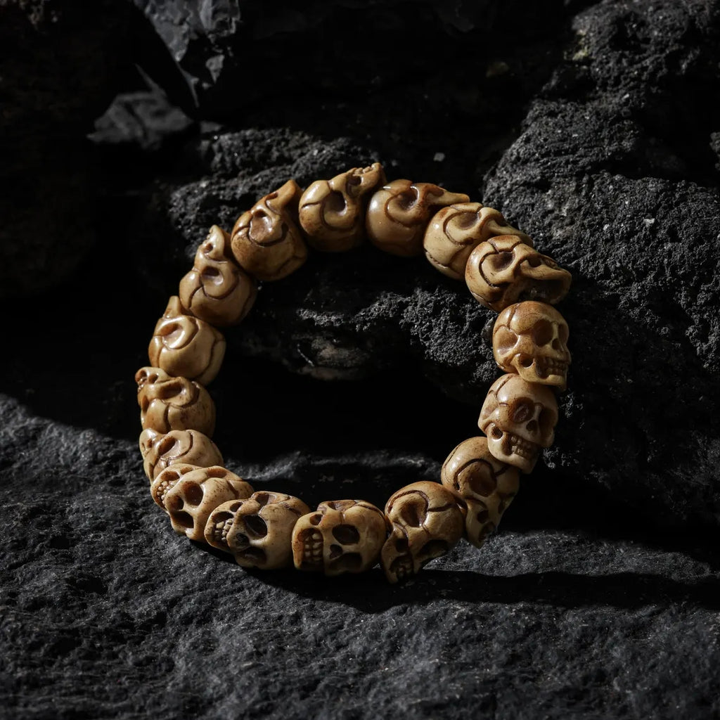 Dharma Deer Bone Skull Bracelet Protection Amulet