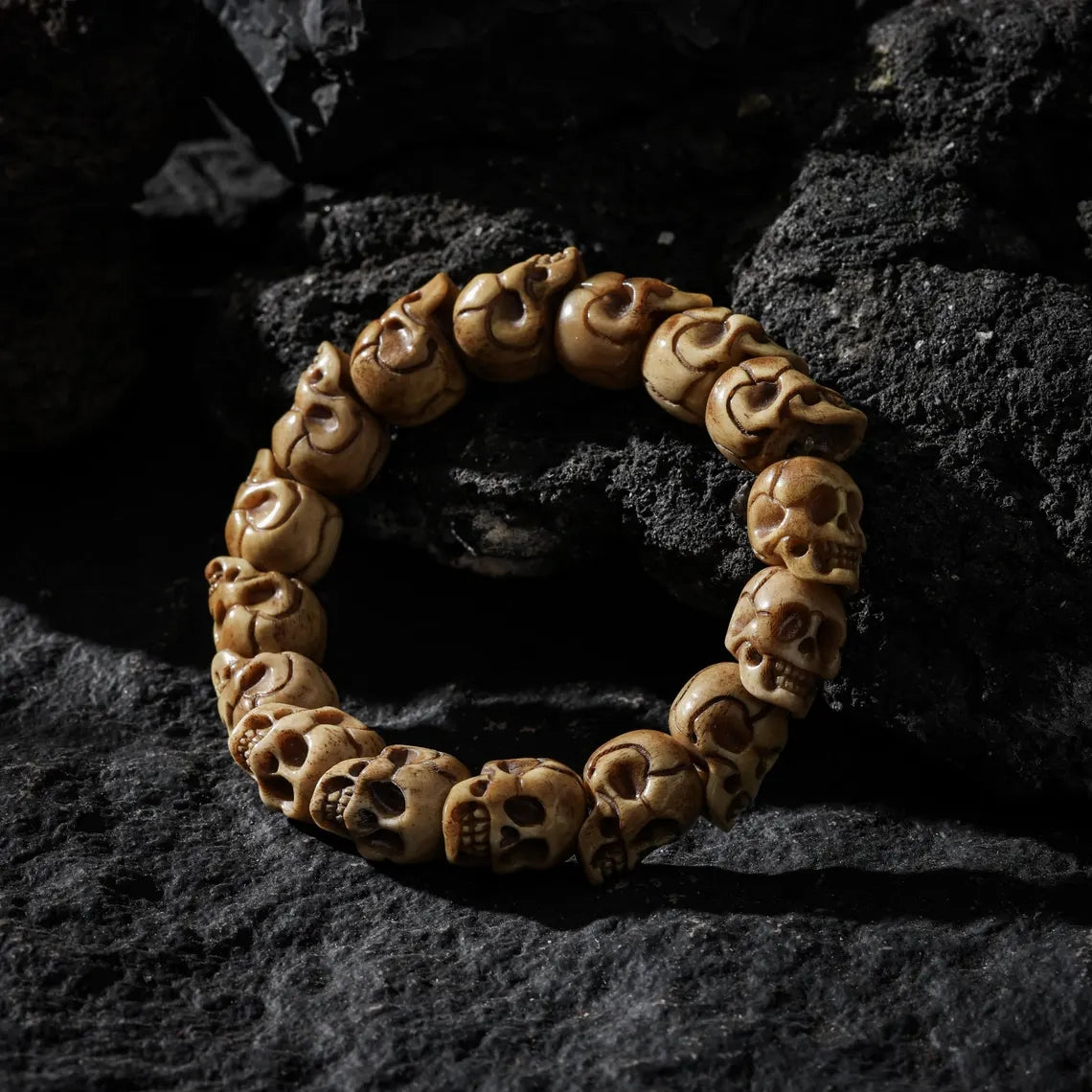 Dharma Deer Bone Skull Bracelet Protection Amulet