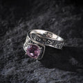 Dharma Deer Natural Amethyst Ring Om Mani Padme Hum