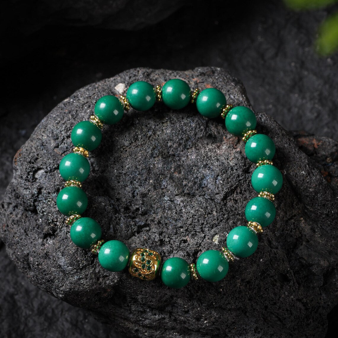 Dharma Deer Turquoise 18K Gold Plated Natural Peridot Bracelet