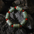 Dharma Deer Tibetan Dzi Agate Bracelet Statement Stretch Bracelet Protective Talisman Jewelry