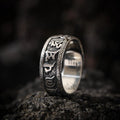 Dharma Deer Om Mani Padme Hum Ring Tibetan Mantra Band Adjustable Silver Ring