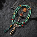 Dharma Deer Turquoise Nine-Eyed Dzi Necklace