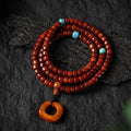 Dharma Deer Yak Bone 108 Mala Beads with Turquoise