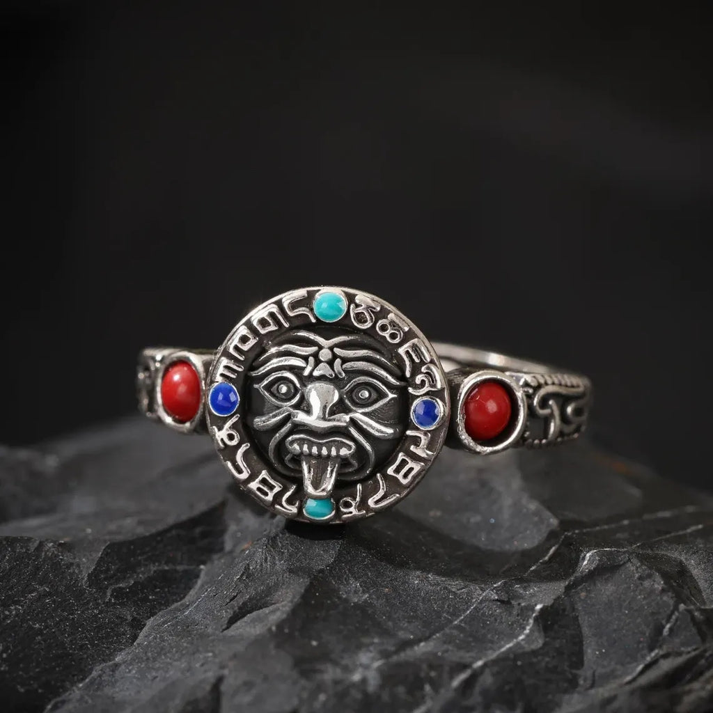 Dharma Deer Tibetan Wealth Protector Zaki Sterling Silver Ring