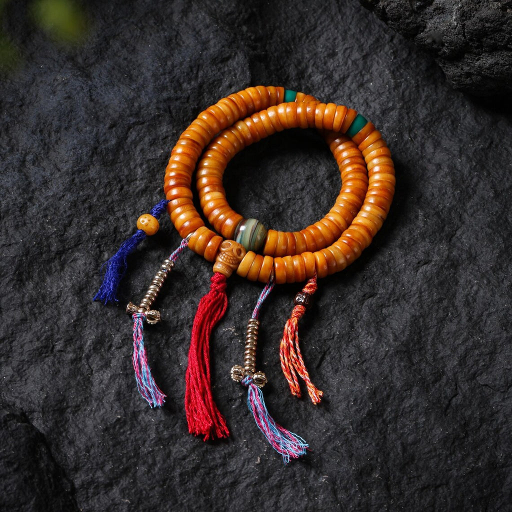 Dharma Deer Bone Necklace 108 Mala Beads