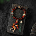 Dharma Deer Tibetan Red Yak Bone Bracelet with Skull Charm
