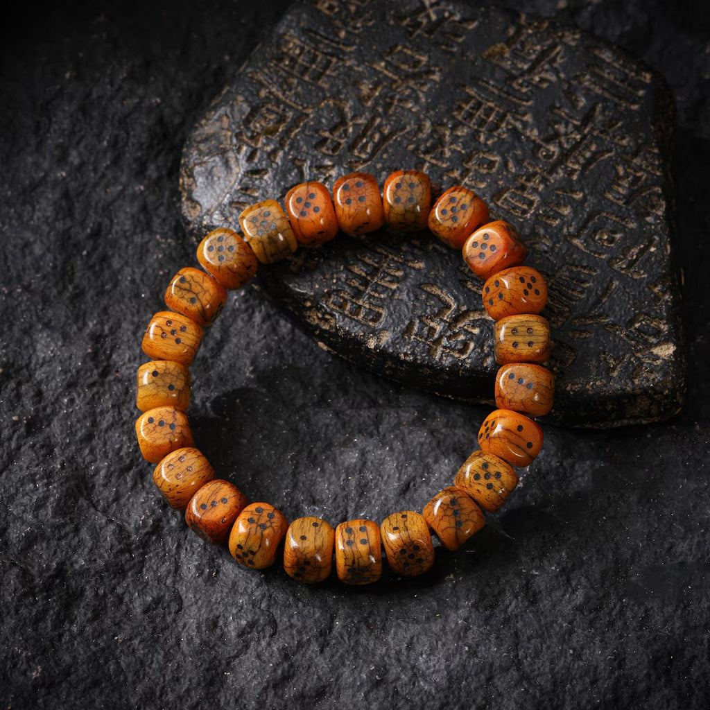 Dharma Deer Yak Bone Dice Fortune Bracelet Tibetan Amulet