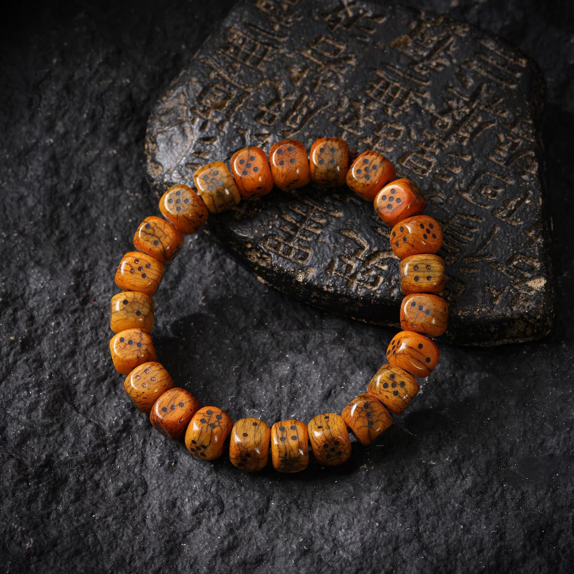 Dharma Deer Yak Bone Dice Fortune Bracelet Tibetan Amulet