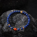 Dharma Deer Lapis Lazuli bracelet Red Agate, Ruby, Gold-plated