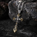 Dharma Deer Manjushri Sword & Vajra Pendant Necklace Tibetan Wisdom Protection Talisman