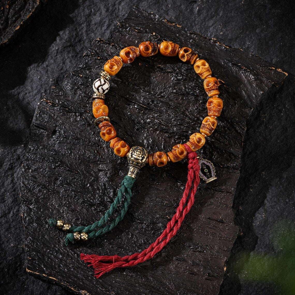 Dharma Deer Yak Bone Skull Bracelet