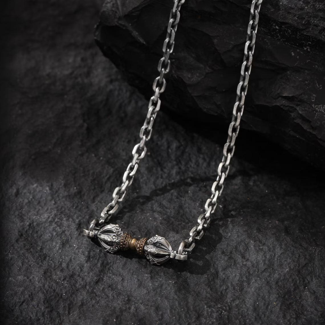 Dharma Deer Five-Pronged Vajra Necklace