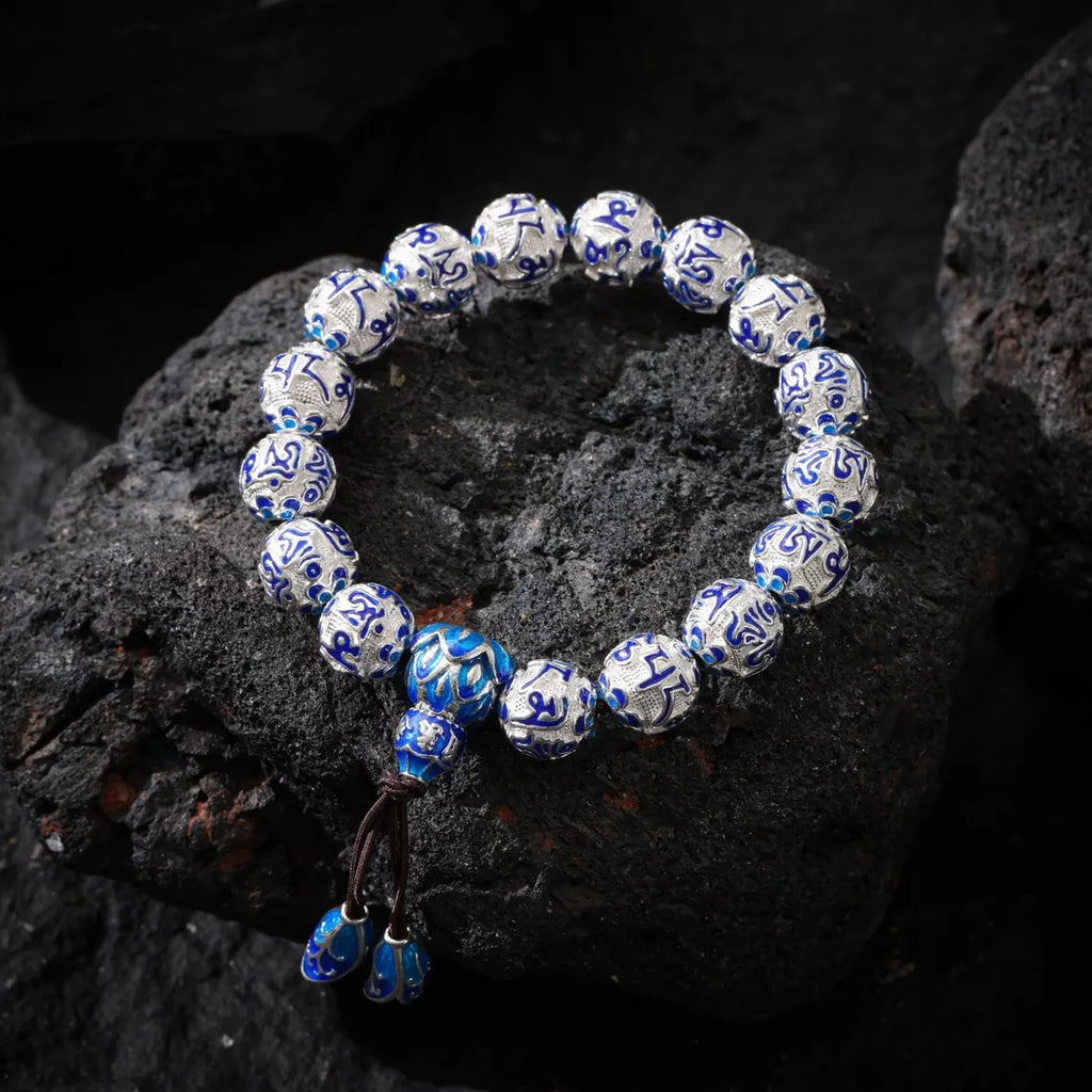 Dharma Deer Tibetan Om Sterling Silver Bracelet