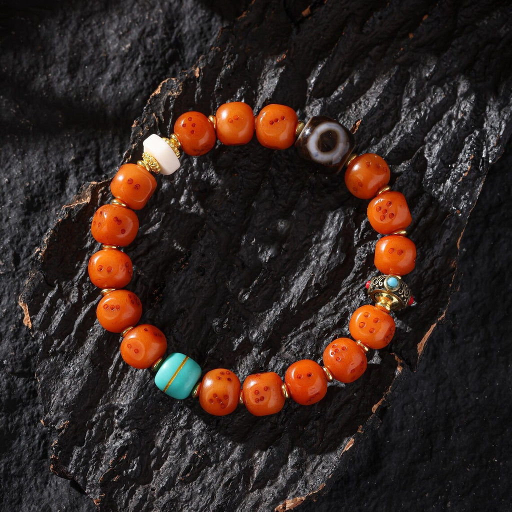 Dharma Deer Yak Bone Bracelet Tibetan Talisman