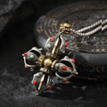 Dharma Deer Cross Vajra Pendant Tibetan Amulet