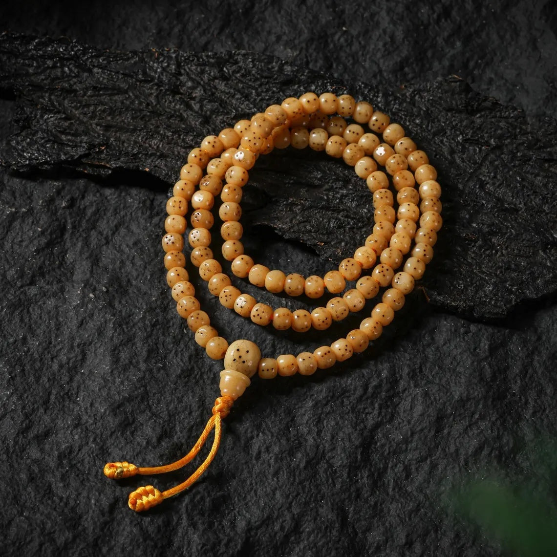 Dharma Deer Yak Bone Necklace 108 Square Mala Beads