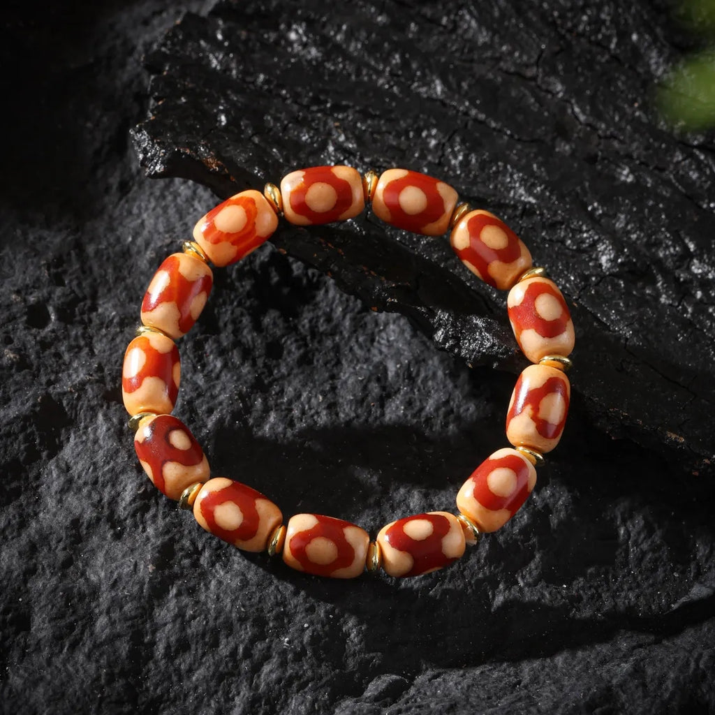 Dharma Deer Mala Bracelet One-Eyed Dzi Sardonyx