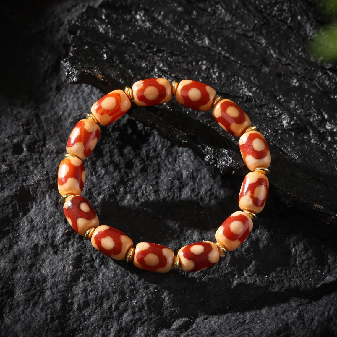 Dharma Deer Mala Bracelet One-Eyed Dzi Sardonyx