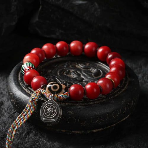 Dharma Deer Bone Bracelet Gankyil and Eight Auspicious