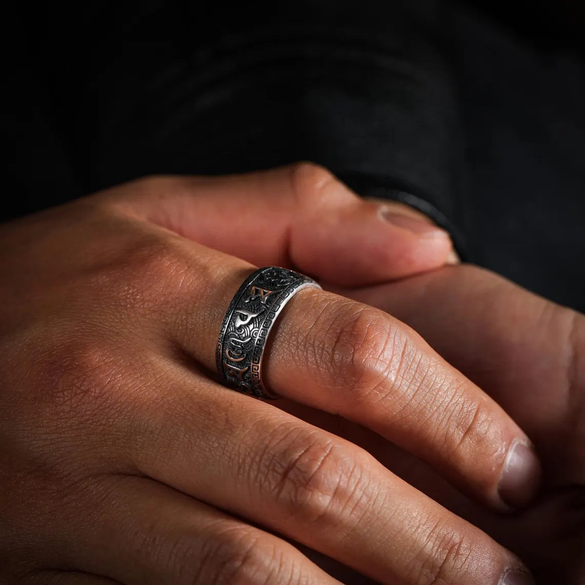 Dharma Deer Om Mani Padme Hum Ring Tibetan Mantra Band Adjustable Silver Ring