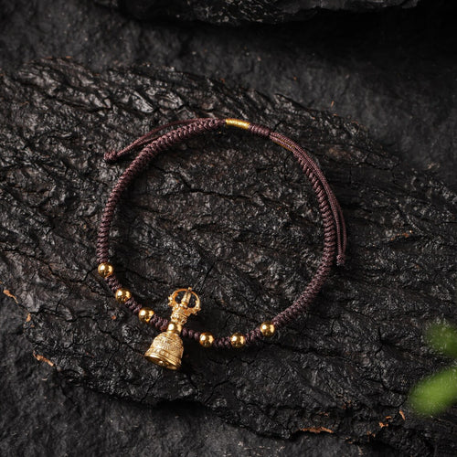 Dharma Deer 18K Gold Plated Vajra Bell Braided Bracelet